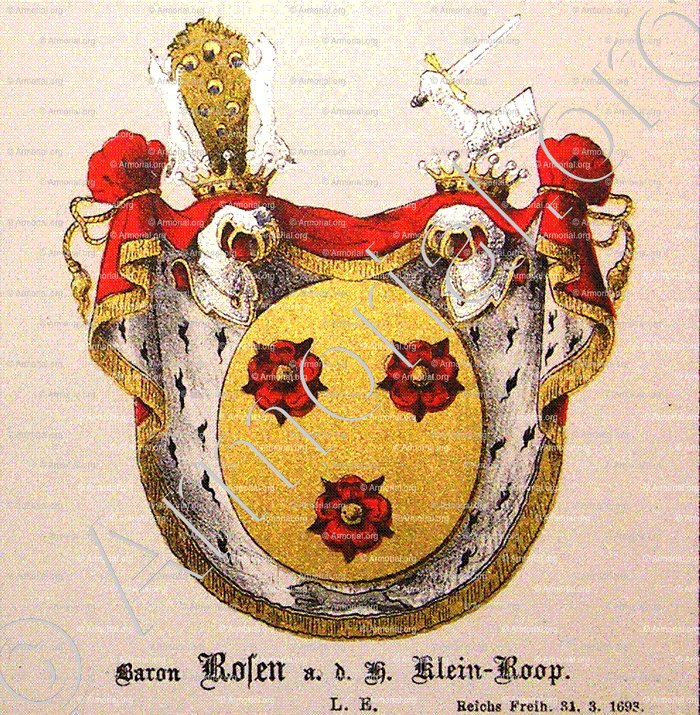 Von ROSEN of KLEIN ROOP and RAISKUM_Reichs Freih. 31.3. 1693_Deutschland