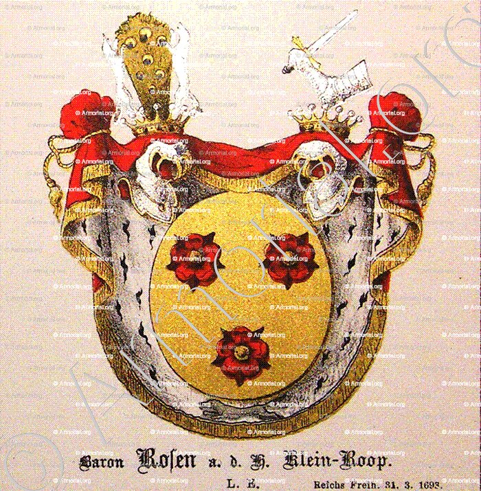 Von ROSEN of KLEIN ROOP and RAISKUM_Reichs Freih. 31.3. 1693_Deutschland