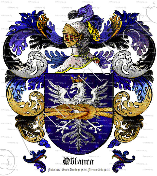 OBLANCA_Andalucía, Santo Domingo 1575, Alessandria 1603._España, Mar Caribe, Italia.