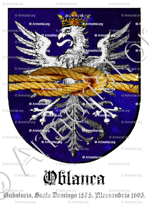 OBLANCA_Andalucía, Santo Domingo 1575, Alessandria 1603._España, Mar Caribe, Italia