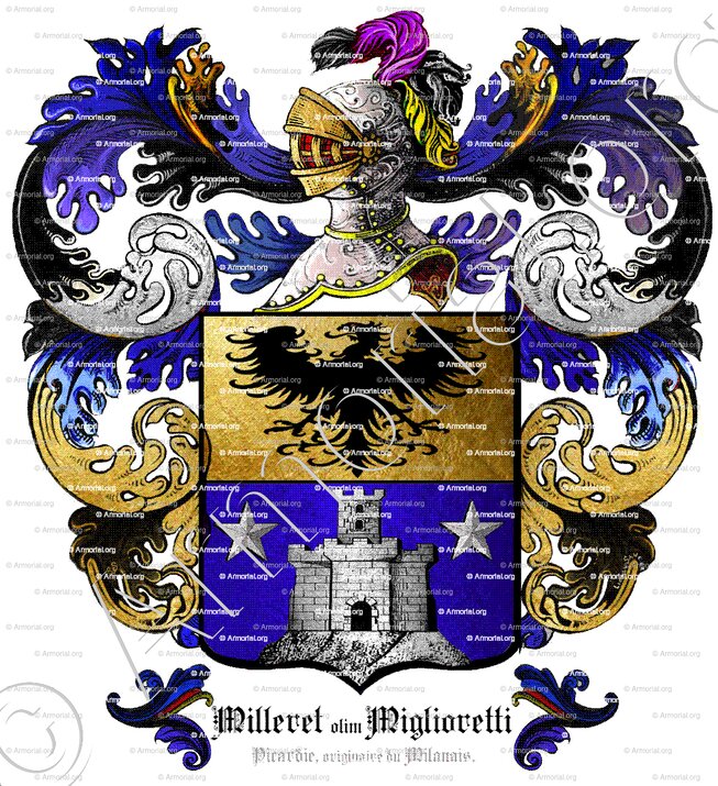 MILLERET olim MIGLIORETTI_Picardie, originaire du Milanais._France Italie ()
