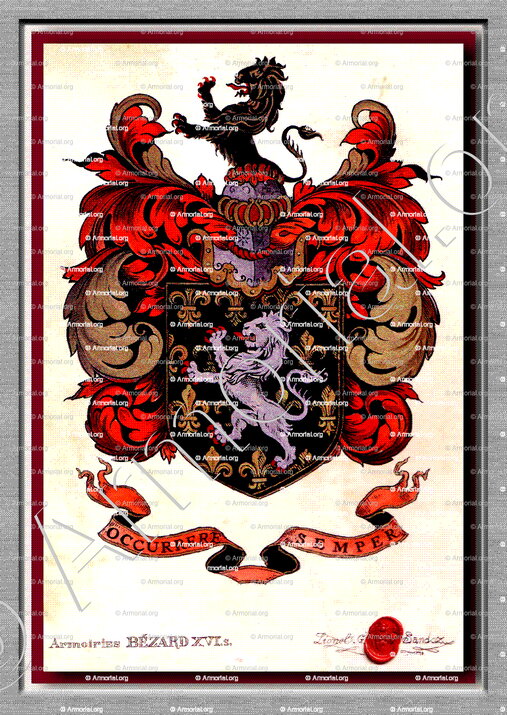 OCCURRERE SEMPER_devise héraldique, armoiries Bezard, Orléannais_France