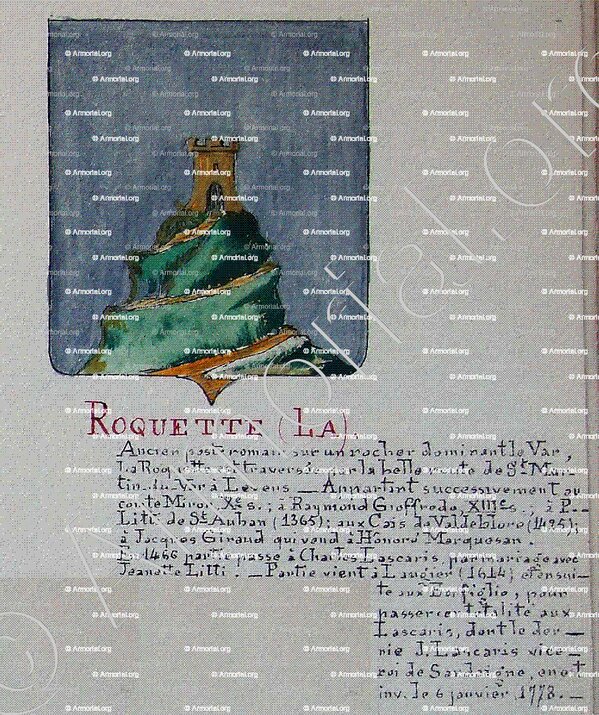 LA ROQUETTE_Armorial Nice. (J. Casal, 1903) (Bibl. mun. de Nice)._France (i)
