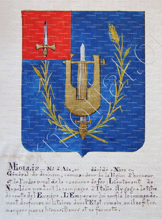 MIOLLIS_Armorial Nice. (J. Casal, 1903) (Bibl. mun. de Nice) - France (1808 1814). (i)
