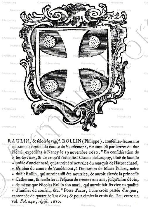 RAULIN ou ROLLIN_Lorraine, 1610._France..