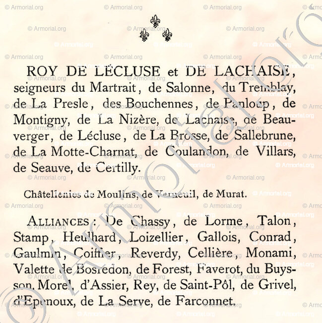 ROY de LECLUSE et de LACHAISE