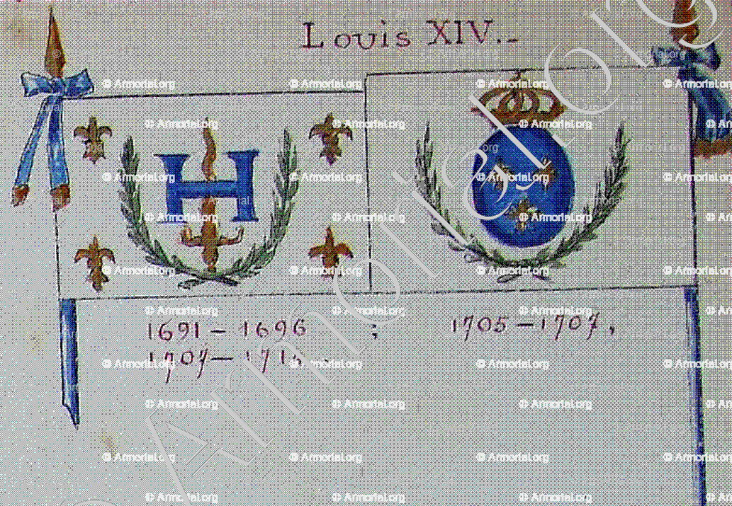 NISSE 1691-1707, LOUIS XIV _Armorial Nice. (J. Casal, 1903) (Bibl. mun. de Nice)._France