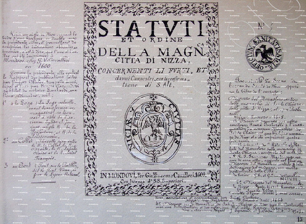NIZZA 1600_Armorial Nice. (J. Casal, 1903) (Bibl. mun. de Nice)_France 