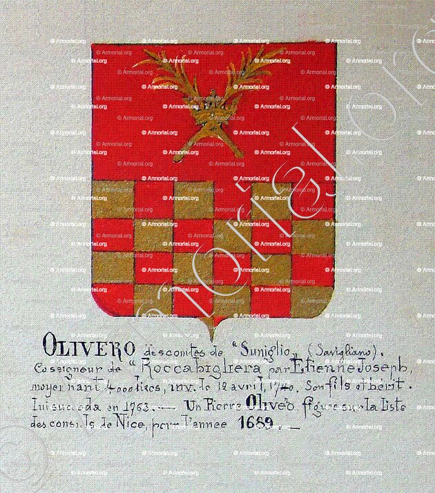 OLIVERO_Armorial Nice. (J. Casal, 1903) (Bibl. mun. de Nice)._France (i)