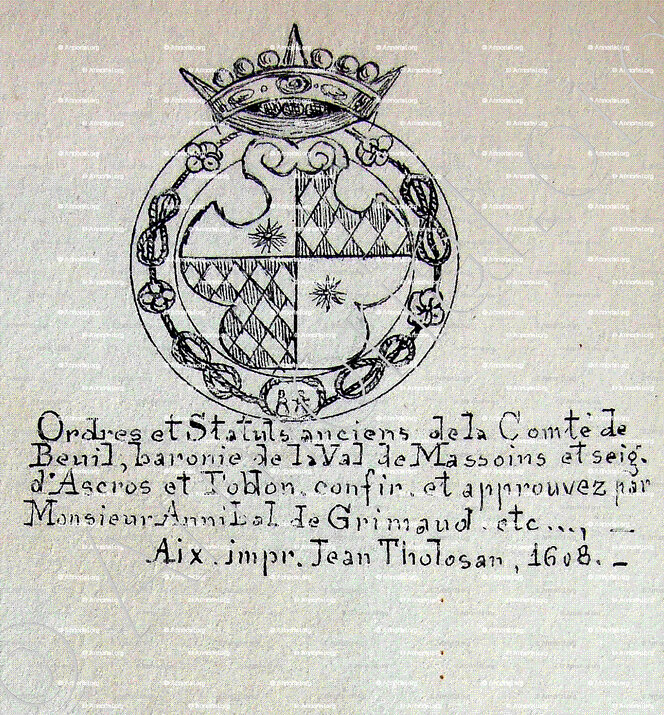 Ordres et Statut de la Comté de BEUIL_Armorial Nice. (J. Casal, 1903) (Bibl. mun. de Nice)_France (ii)